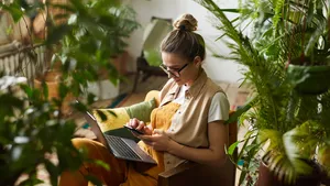 Florist working on laptop