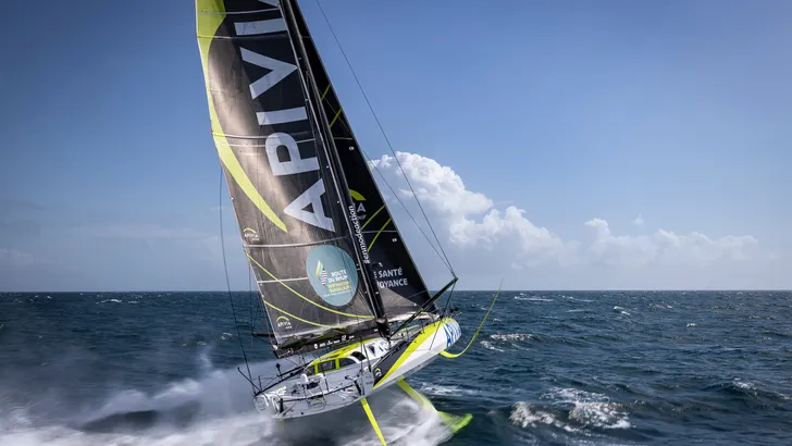 Off Groix, FRANCE &#8211; September 8 2022, Skipper Charlie Dalin, Imoca APIVA, Training prior for …