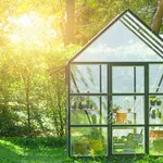 green house in the home garden, planting cactus nursery.