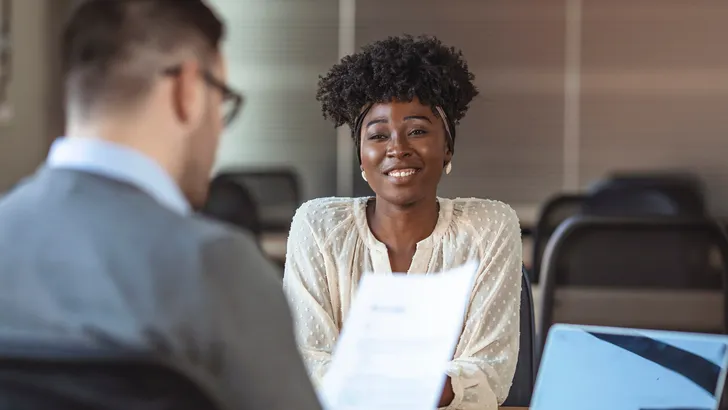 Job applicants having interview.