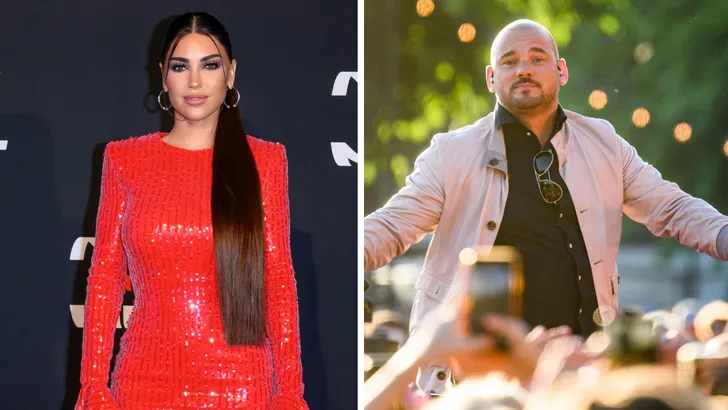 Tweeluik foto's, links van Yolanthe Cabau en rechts Wesley Sneijder