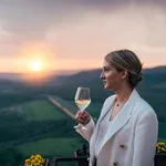 Woman drinking white wine