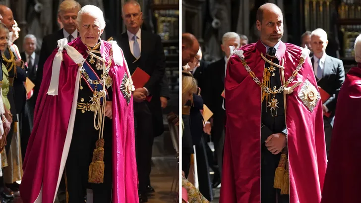 Tweeluik foto's van koning Charles en prins William bij de Order of the Bath-dienst, mei 2025.
