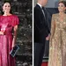 Beste glitter looks prinses Kate – Tweeluik foto's van prinses Kate. Links in roze glitterjapon van The Vampire's Wife, rechts in gouden glitterjurk van Jenny Packham.