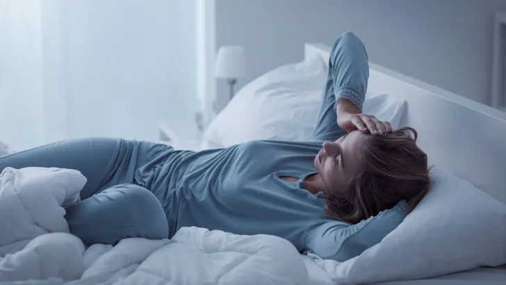 Vrouw ligt ziek op bed