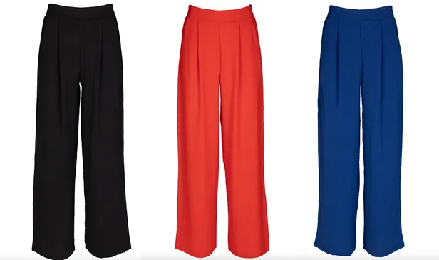 De palazzo broek van Wibra - €9,99 | In zwart, rood en blauw