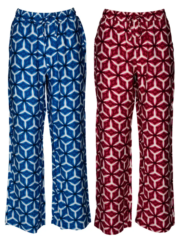 Broek met print in blauw en rood - €12,99