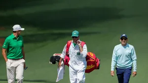 Aberg en Garcia tijdens The Masters. Hoe mooi zou het zijn als je speler van PGA en LIV vaker met elkaar ziet spelen?