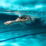 Female swimmer at the swimming pool.