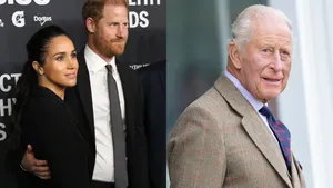 Koning Charles en Harry en Meghan