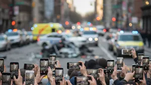 Filmende groep mensen bij een ongeluk