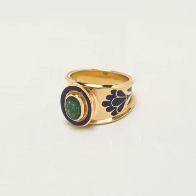 Ellipse Lotus Ring Emerald