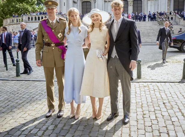 Prins Gabriel, prinses Eléonore, prinses Elisabeth en prins Emmanuel tijdens de viering van de Nationale Feestdag van België, 21 juli 2026.
