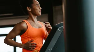 Woman yogging on treadmill