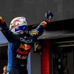 Max Verstappen na een overwinning