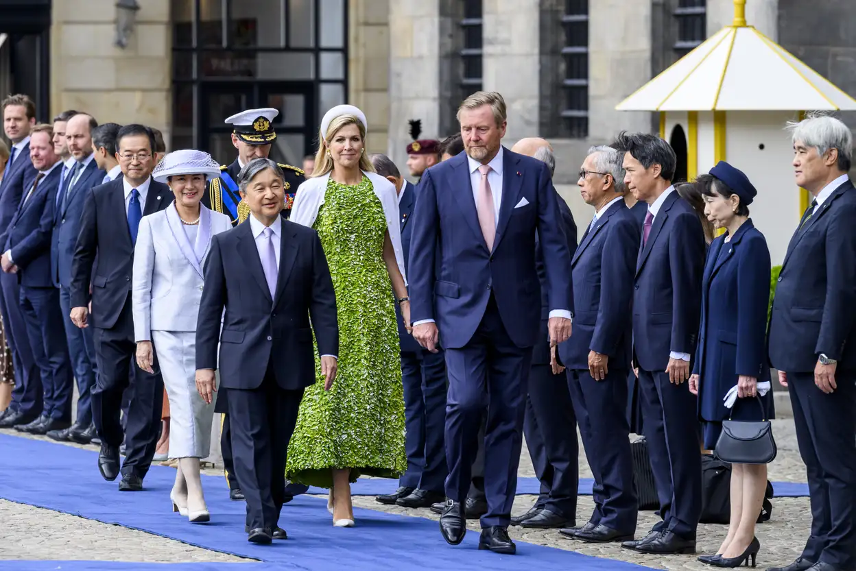 Tiaradebuut Ariane bij staatsbanket Japan juni 2026: welkomstceremonie op De Dam.