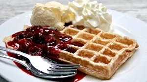 Wafels met kersen