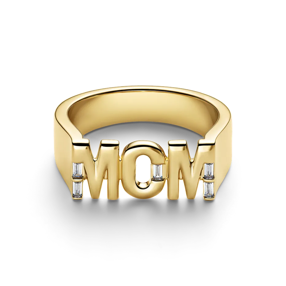 De 14K-vergulding MOM-ring is een echte eyecatcher 