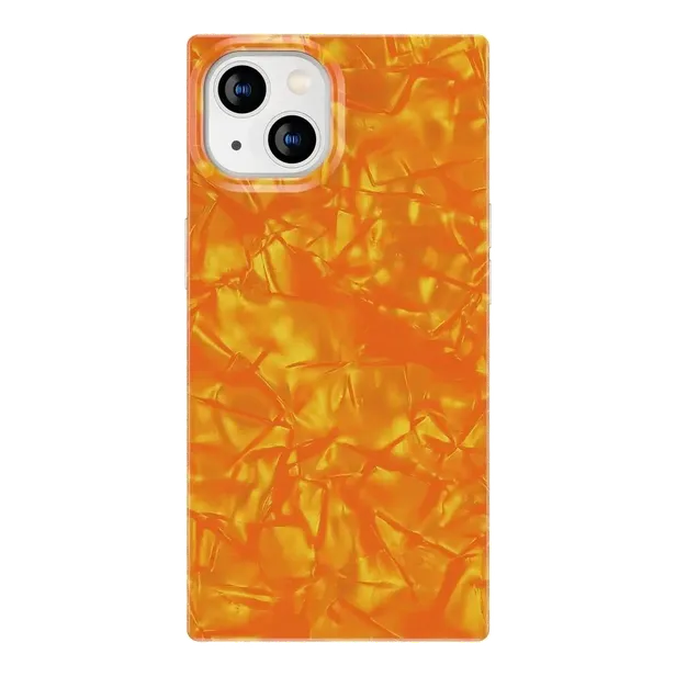 Oranje marmer telefoonhoesje.