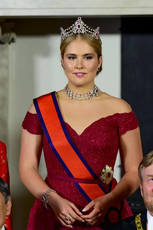 Prinses Amalia tijdens staatsbanket.