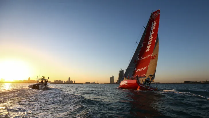 December 14, 2014. MAPFRE, fourth team to arrive to Abu Dhabi after Leg 2 from Cape Town.
