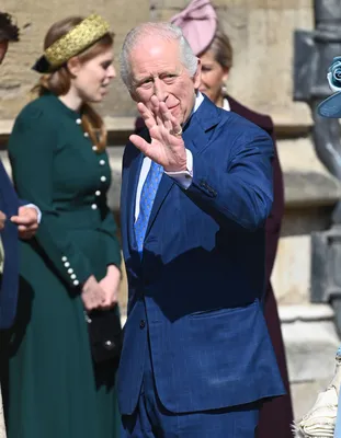 Koning Charles bij de paasmis te St George's Chapel, april 2025.