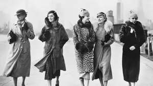 A group of women in winter coats, circa 1935. 