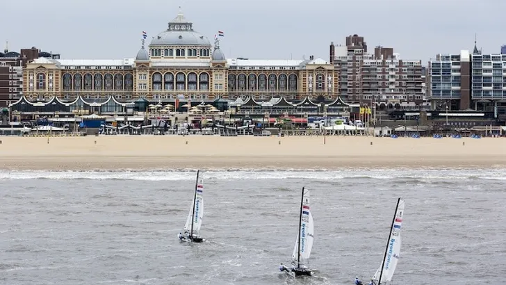 Nacra 17-team&#8217;s of the Dutch National team on their way from Scheveningen to Paal 17, Texel w…