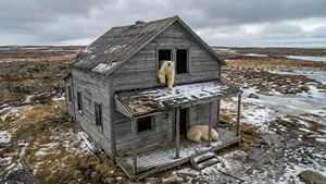 Deze ijsberen hebben een verlaten dorp gekraakt (en de beelden zijn geweldig)