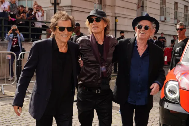The Rolling Stones tijdens het lanceringsmoment van Hacky Diamonds 2023. 
