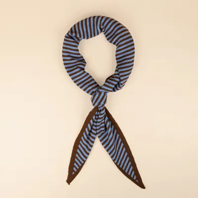 Triangle Sjaal - Toffee - Blauw & Bruin streep (klein)