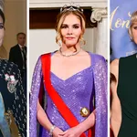 Royal fashion – Drieluik foto's met links koningin Mary, midden prinses Amalia, en rechts prinses Charlene.