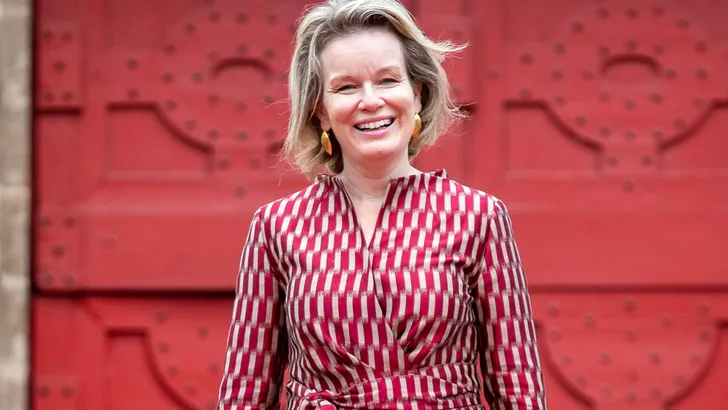 Queen Mathilde of Belgium pictured during a visit to Laarne Castle