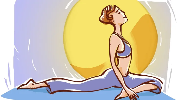 vrouw yoga zonnegroet
