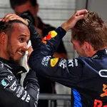 Max Verstappen en Lewis Hamilton