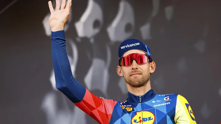 Bauke Mollema bij de ploegenpresentatie