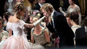 AARON JOHNSON and CARA DELEVINGNE in ANNA KARENINA, 2012, directed by JOE WRIGHT. Copyright STUDIO CANAL/WORKING TITLE FILMS.