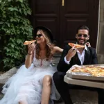 Bride and groom on a wedding day