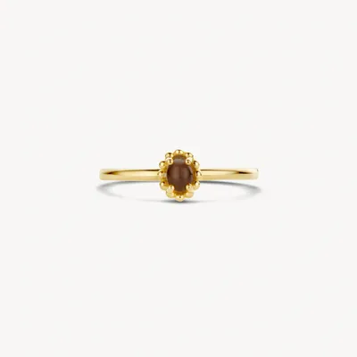 Ring 1225YCB - 14k Geelgoud met bruin kattenoog