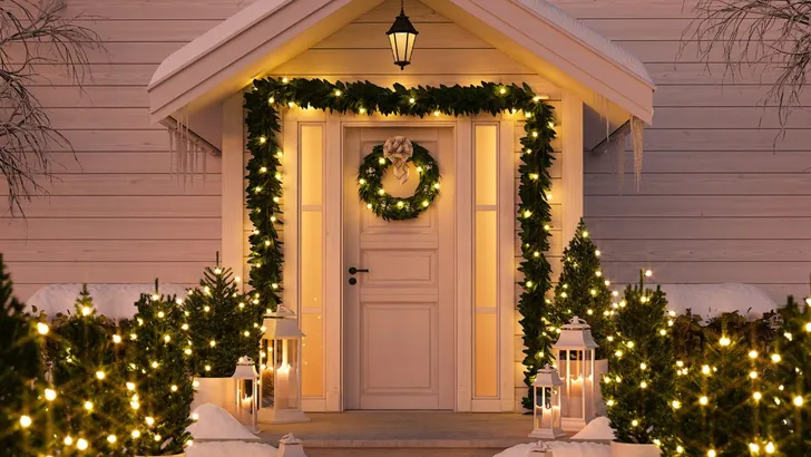 Kerstversiering buiten.