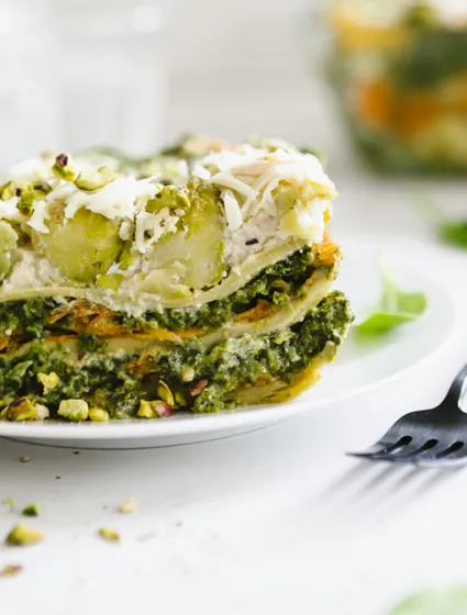 Lasagne met gerookte wortel en groene groenten