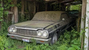 Opa in tranen na redding van zijn geliefde Chevrolet V8 die letterlijk was vastgegroeid in een schuur