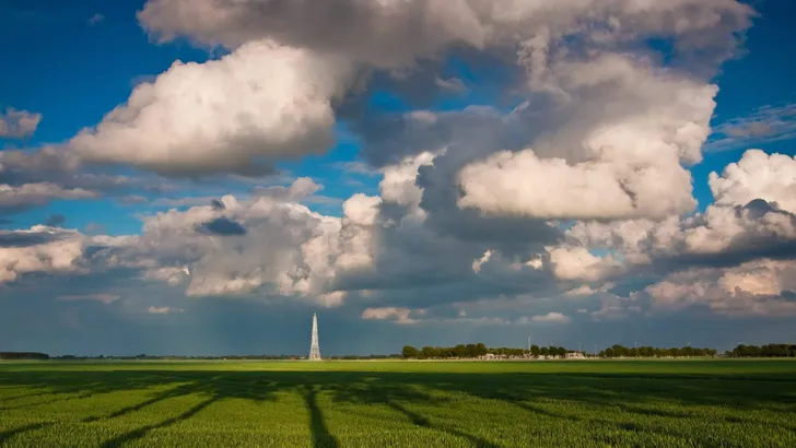 Countryside with gas energy plant