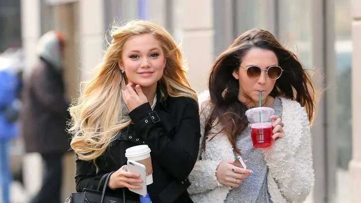 EXCLUSIVE: Disney star Olivia Holt seen arriving at MTV studios in NYC then getting coffee with a friend