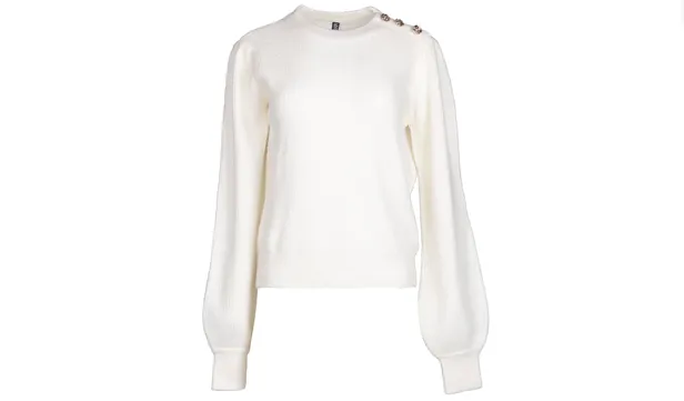 Trui met gouden bloemknopen - €14,99 van Wibra 