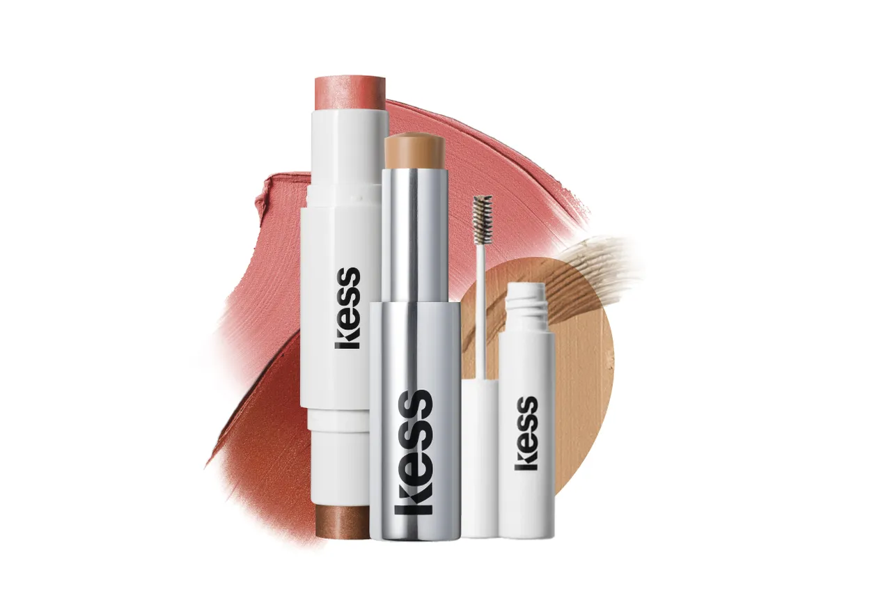 KESS BERLIN FLUFFY BROW FILLER, € 15, KESS BERLIN CONCEALER STICK SPF20, € 28, KESS BERLIN BLUSH & GLOW DUO STICK, € 38