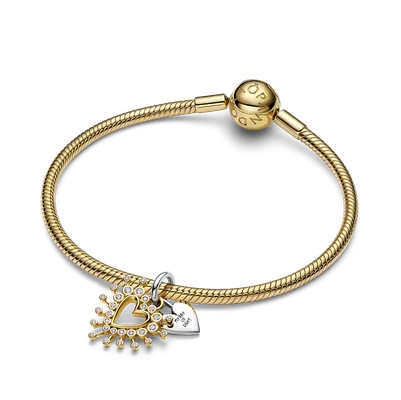 Pandora Charm -Sterling Silver 14k Gold Zirconia Crystal