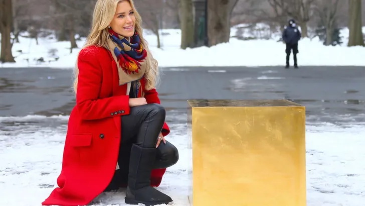 Gold Cube by Niclas Castello Installation - NYC