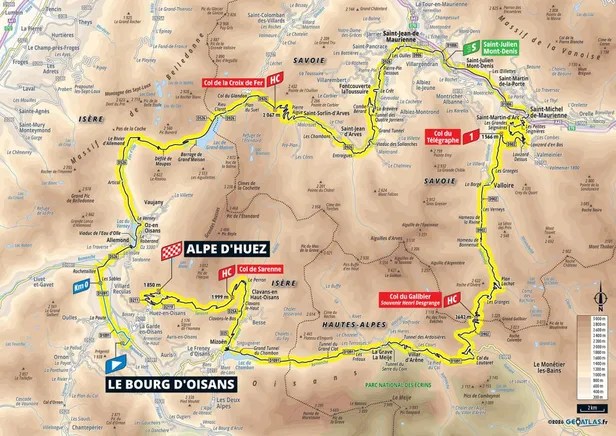 Map parcours etappe 20 Tour de France 2026