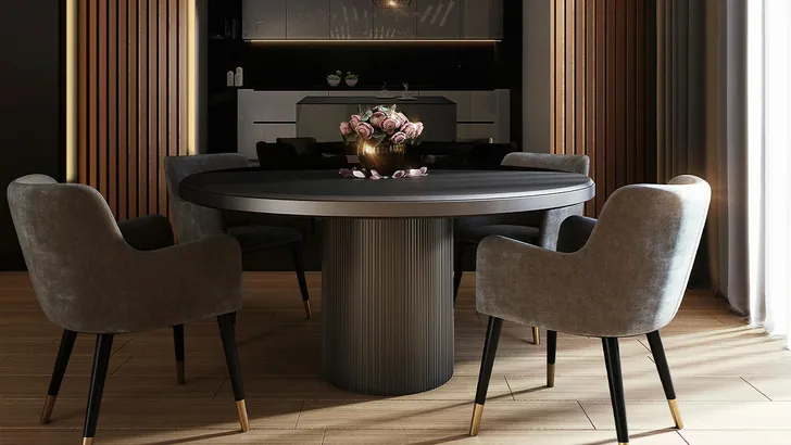 zwarte eettafel met stoelen - organische